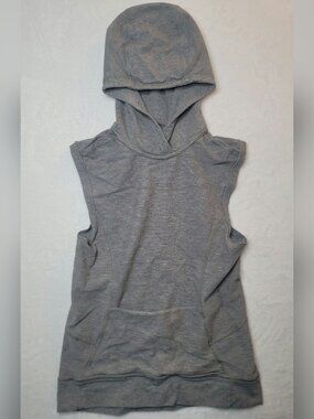 Lululemon Blissed Out Sleeveless Hoodie Sz 4 Heathered Medium Gray W3AEYS Womens